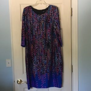 3/4 sleeve fully lined multicolor dress